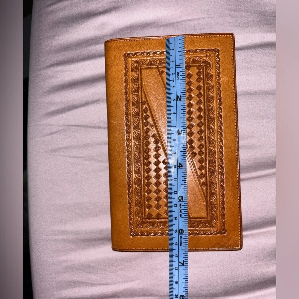 Vintage New Mexican Unisex Bi-Fold WALLET Hand Tooled Genuine Leather Aztec Art - Picture 7 of 11